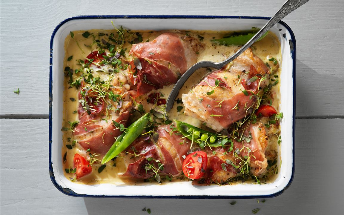 Kyckling med parmaskinka och balsamsås
