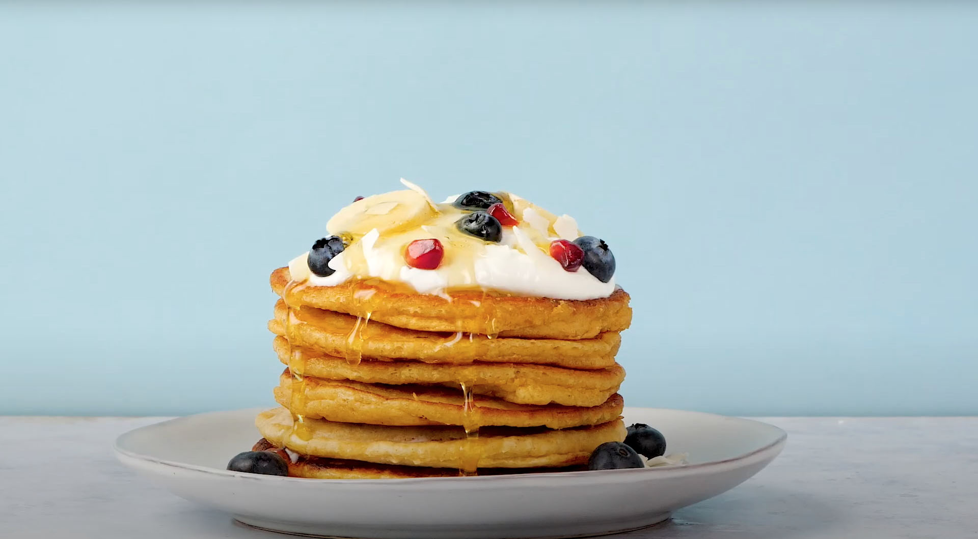 Blueberry and Banana Protein Pancakes Recipe Arla UK