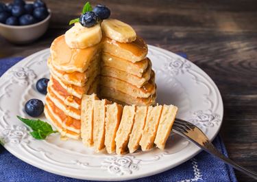 American Pancakes with Fruits and Berries