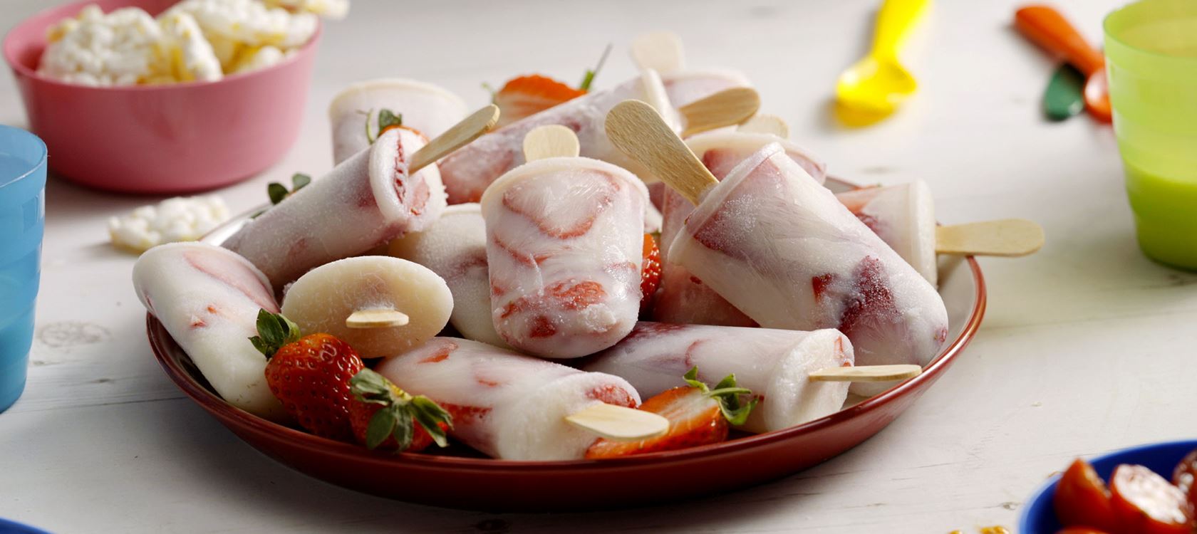 Strawberry ice lollies