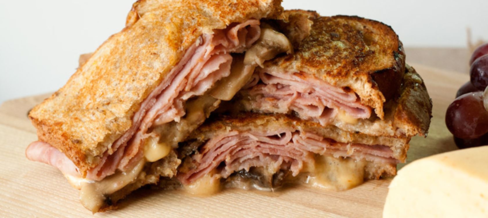 Gouda, Mushroom and Ham Grilled Cheese Sandwich