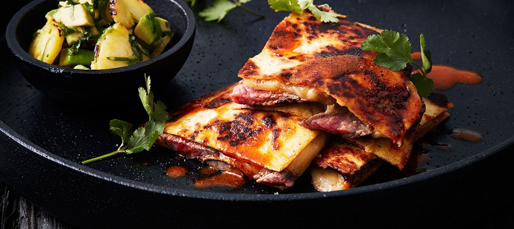 Quesadillas with Steak and Pineapple Avocado Salsa