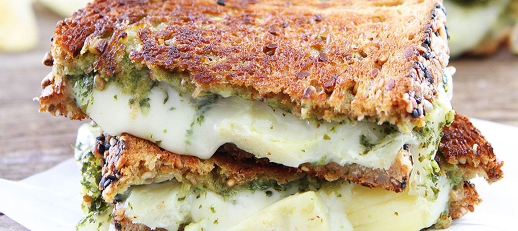Pesto, Artichoke, and Havarti Grilled Cheese