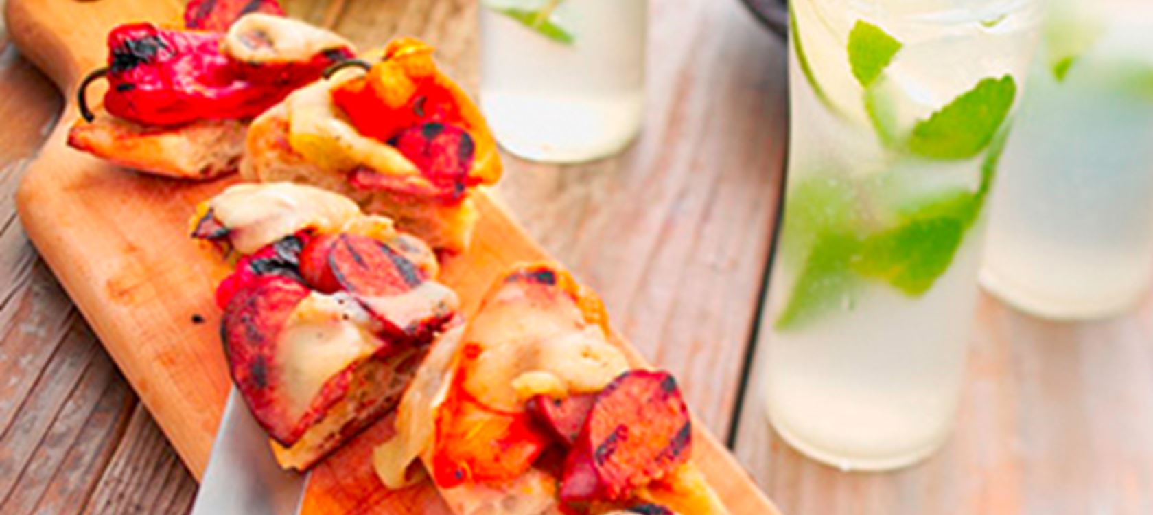 Grilled Chorizo Flatbread with Grilled Pepper and Havarti