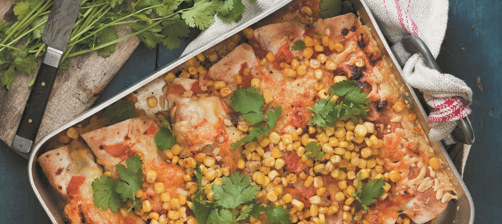 Enchiladas with roasted corn