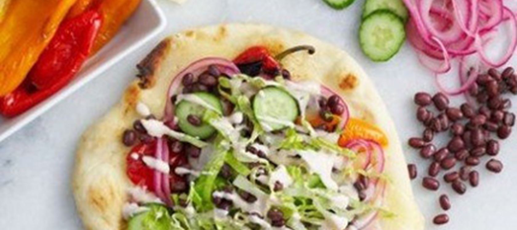 Mediterranean Flatbread with Havarti Slices and Rosemary Aioli