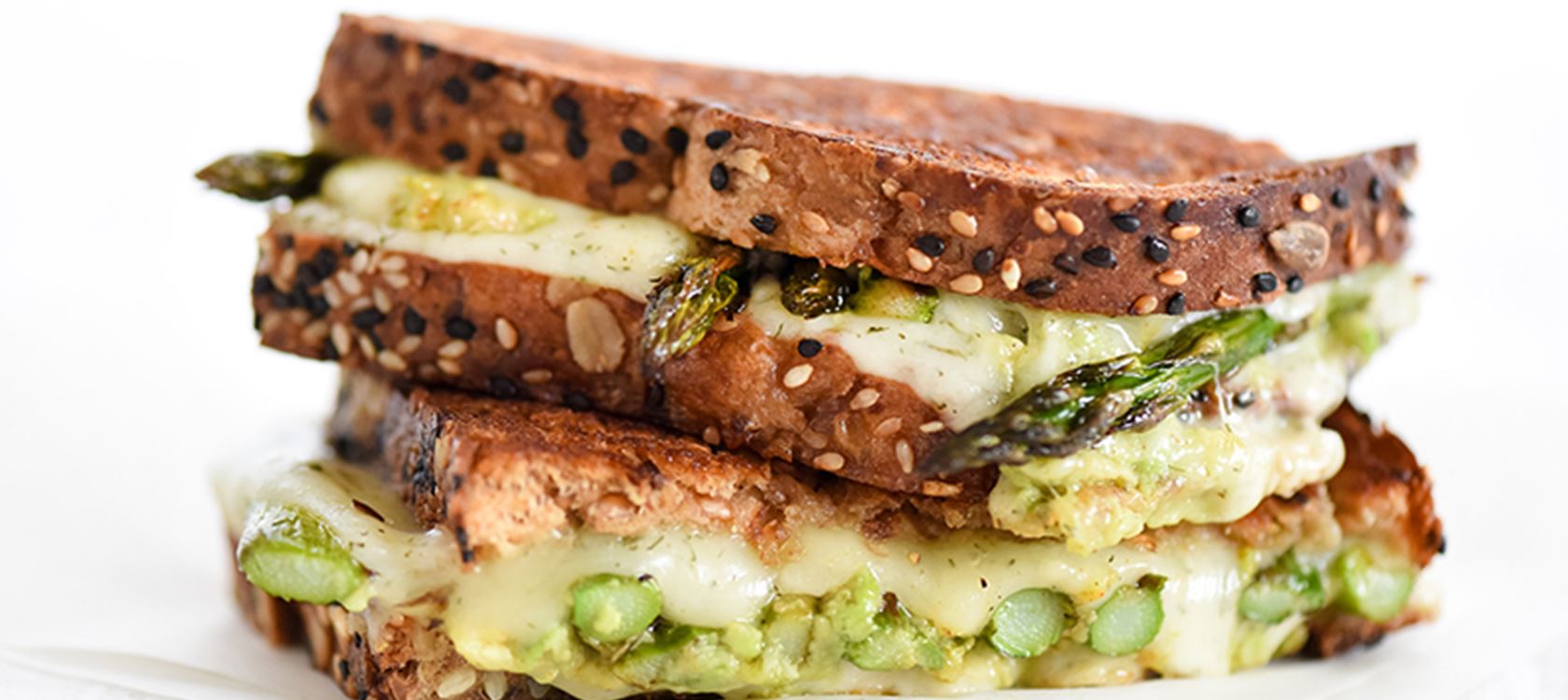 Spicy Smashed Avocado and Asparagus with Dill Havarti Grilled Cheese