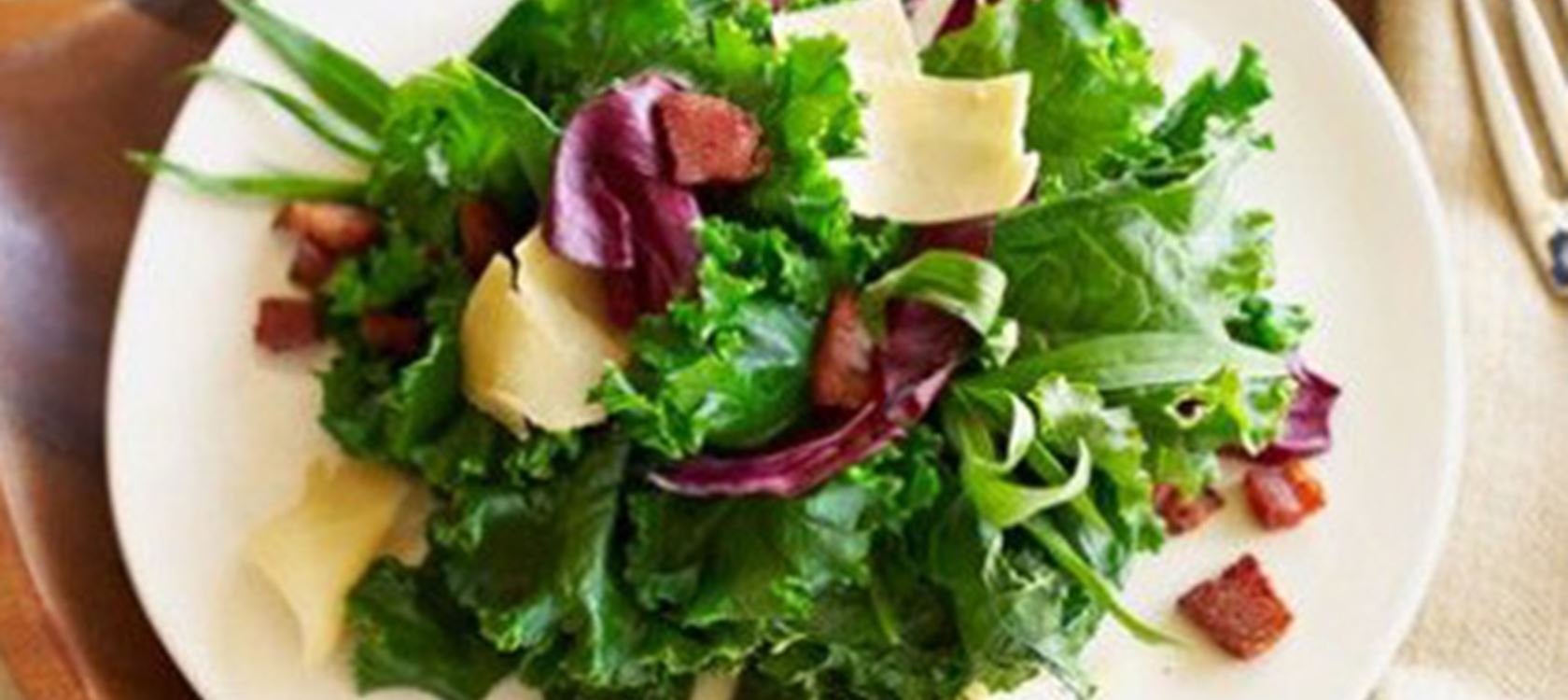 Kale and Apple Salad with Crisp Pancetta and Gouda