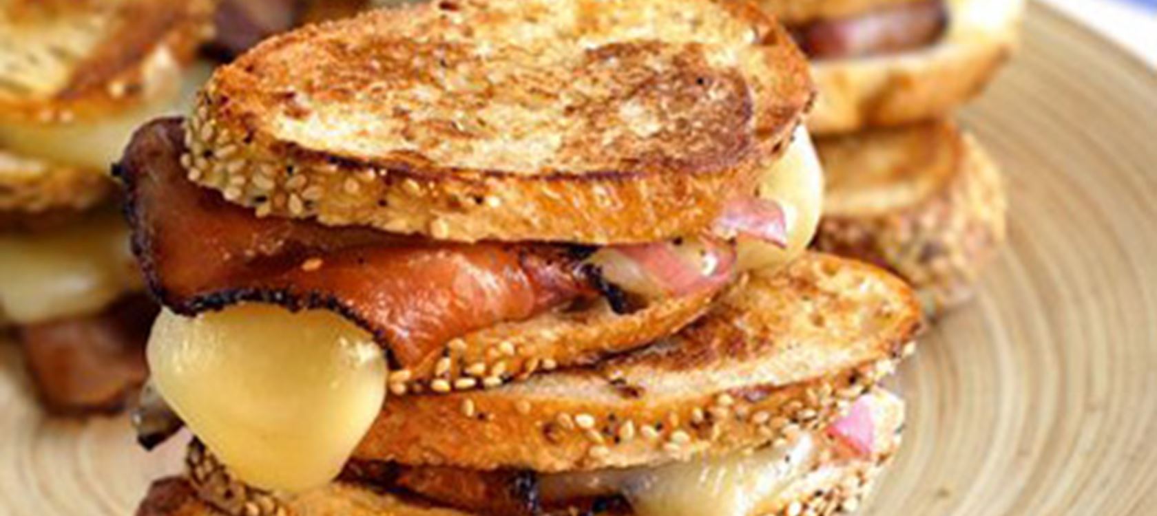 Fontina Toasts: Bacon-Wrapped Cheese Melts