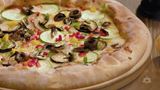 Vegetarian pizza with Puck Shredded Mozzarella & Kashkaval Cheese Mix 