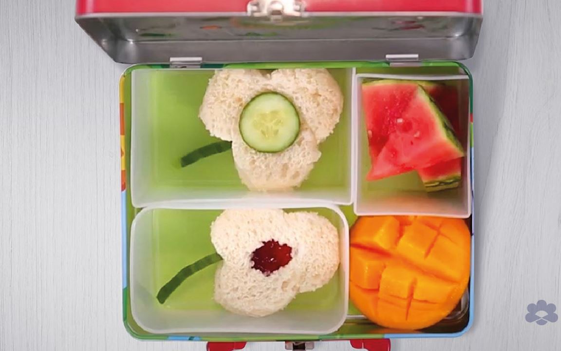 Flower Lunchbox with Puck Cheese Triangles