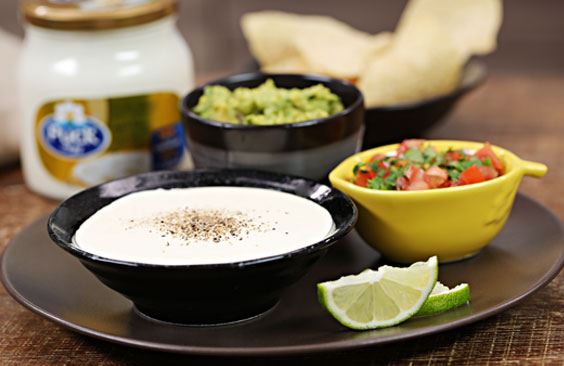 Mexican-style sharing snack platter with cheese