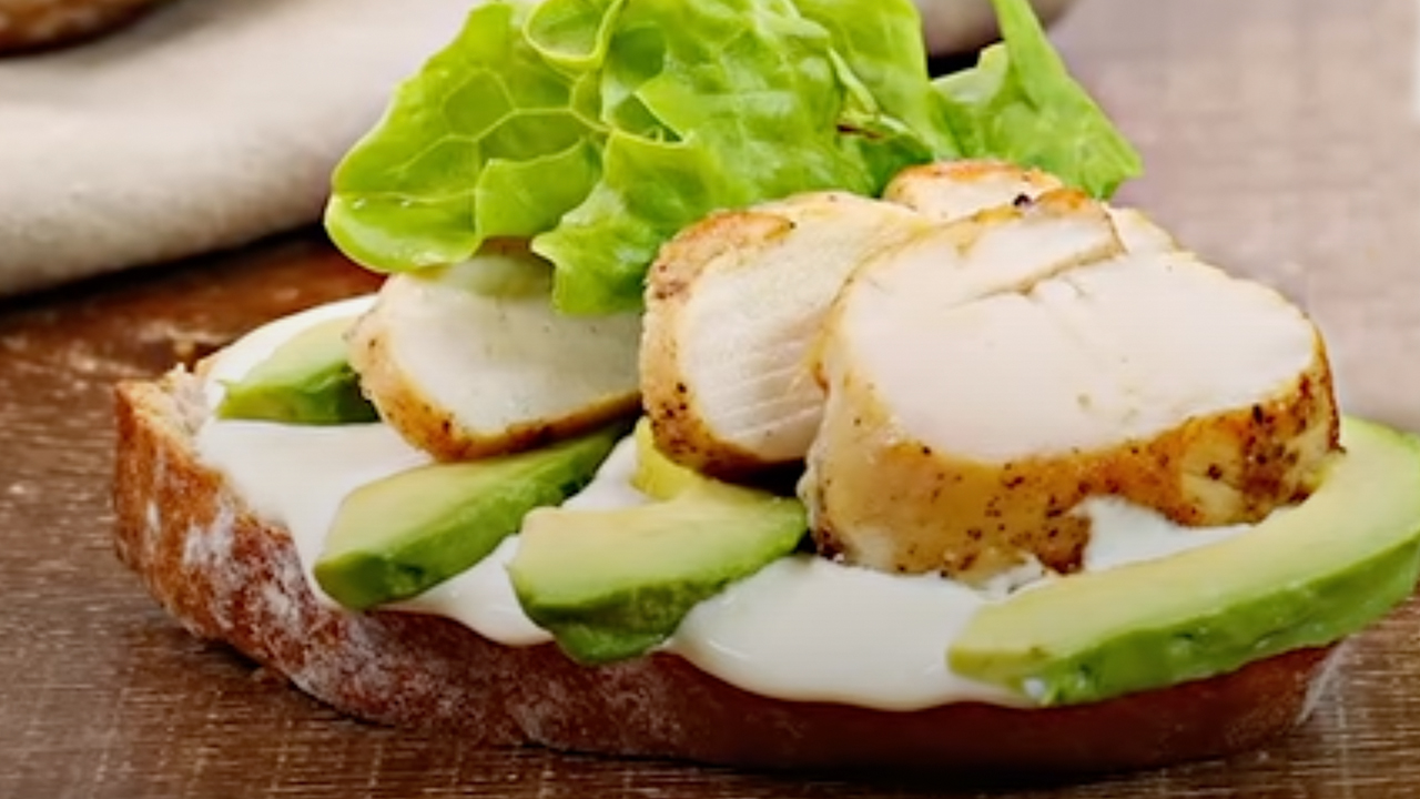 Caesar Salad Sandwich with cheese, chicken and avocado