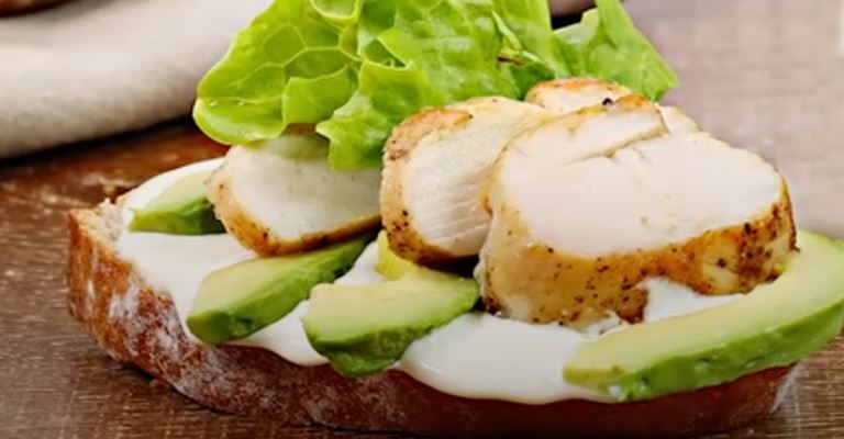 Caesar Salad Sandwich with cheese, chicken and avocado