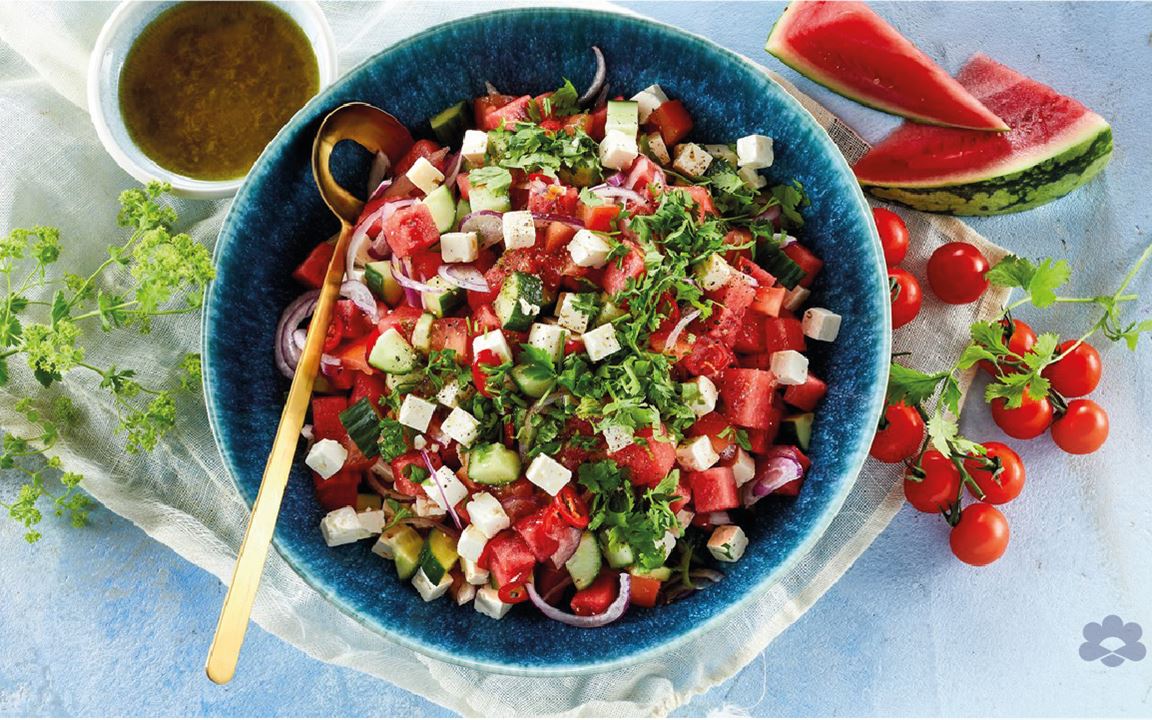 Watermelon salad with cheese  