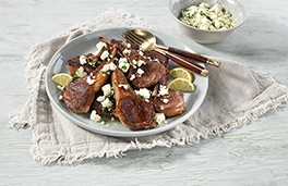 Grilled Lamb Chops with Feta Dressing
