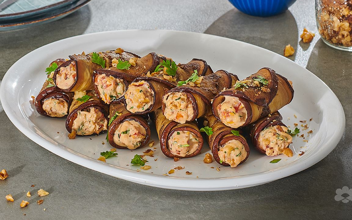 Eggplant Rolls with Puck Cream Cheese Spread