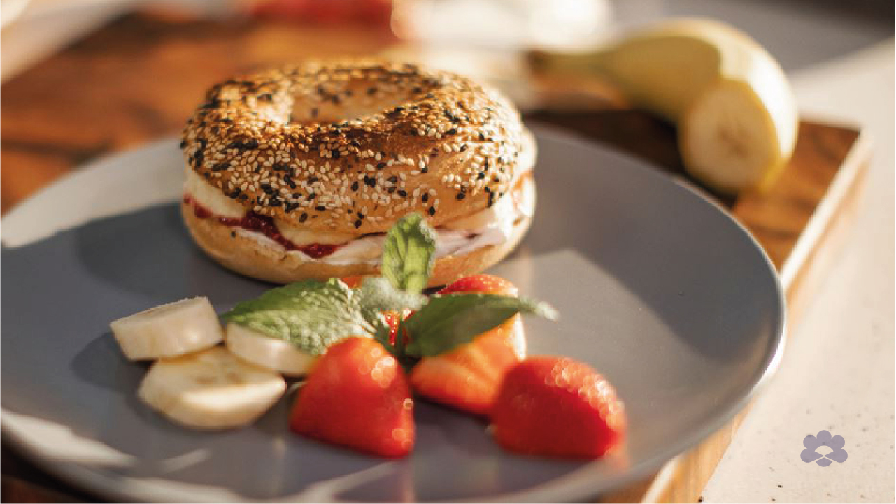 Bagels with Natural Cream Cheese and Strawberry & Chia Seeds Jam