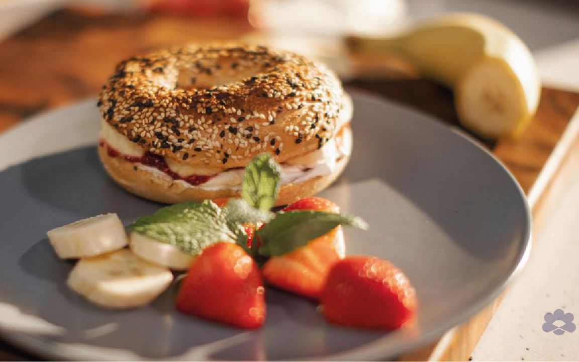 Bagels with Natural Cream Cheese and Strawberry & Chia Seeds Jam