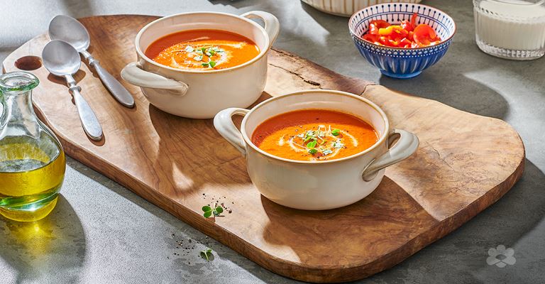 Roasted Red Pepper and Tomato Cream Soup
