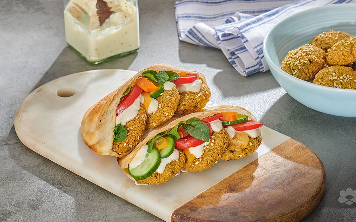 Pita sandwich with falafel and cheese