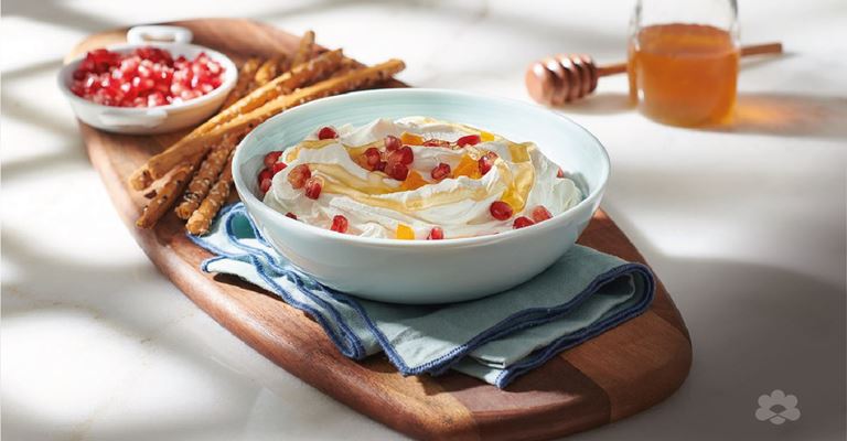 Puck Labneh Dip with Apricot and Pomegranate