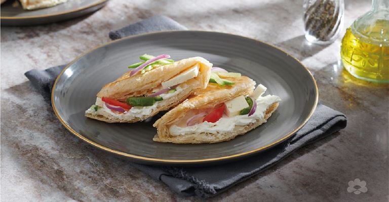 Paratha Sandwich with Puck Labneh and Vegetables
