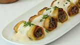 Grilled Eggplant Rolls with Minced Meat and Bechamel Sauce