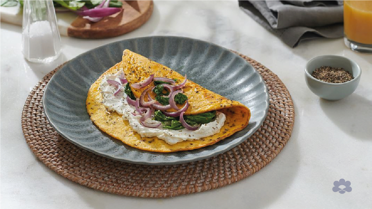 Puck Labneh on Egg Omelet