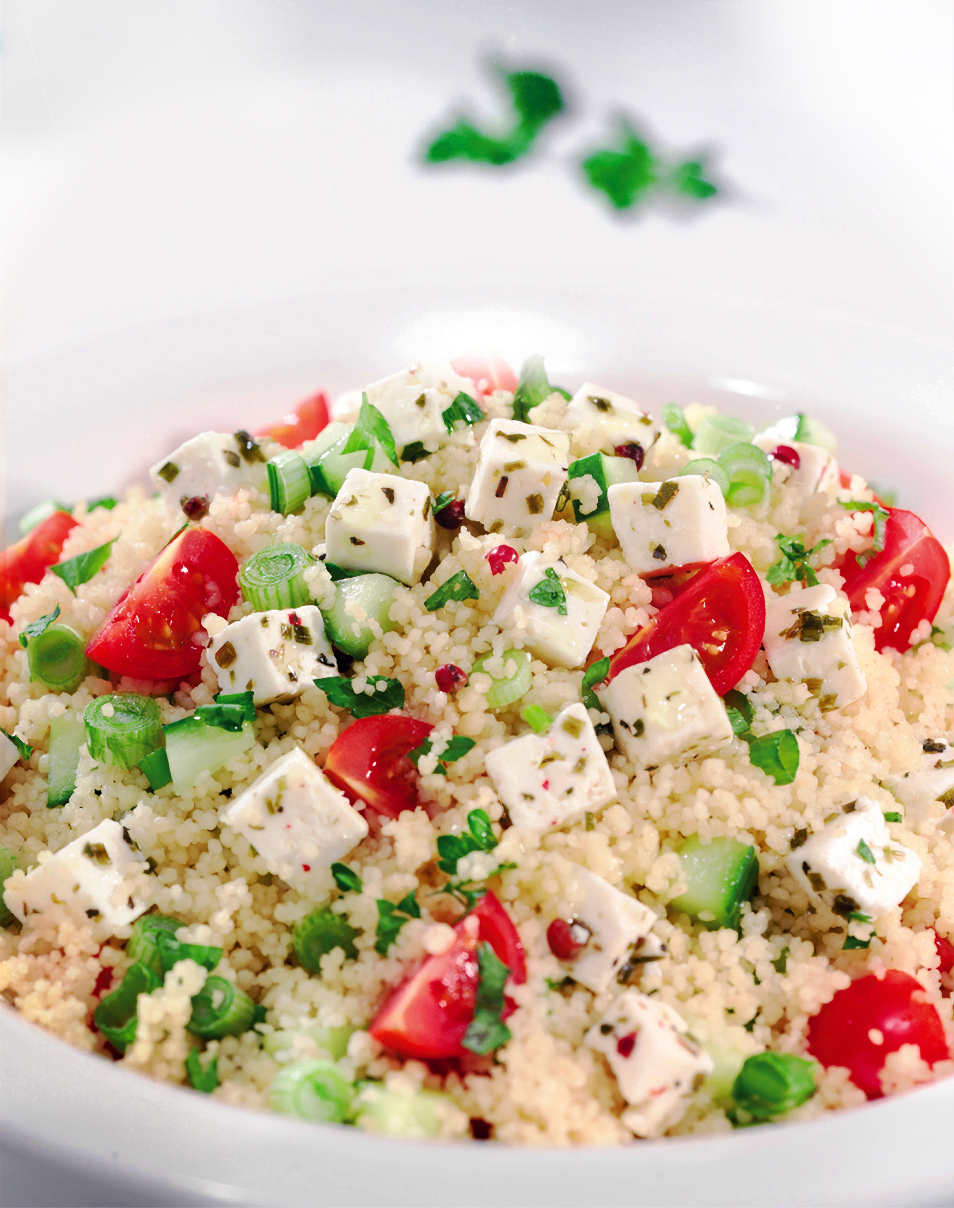 Traditional couscous with white cheese and vegetables Apetina