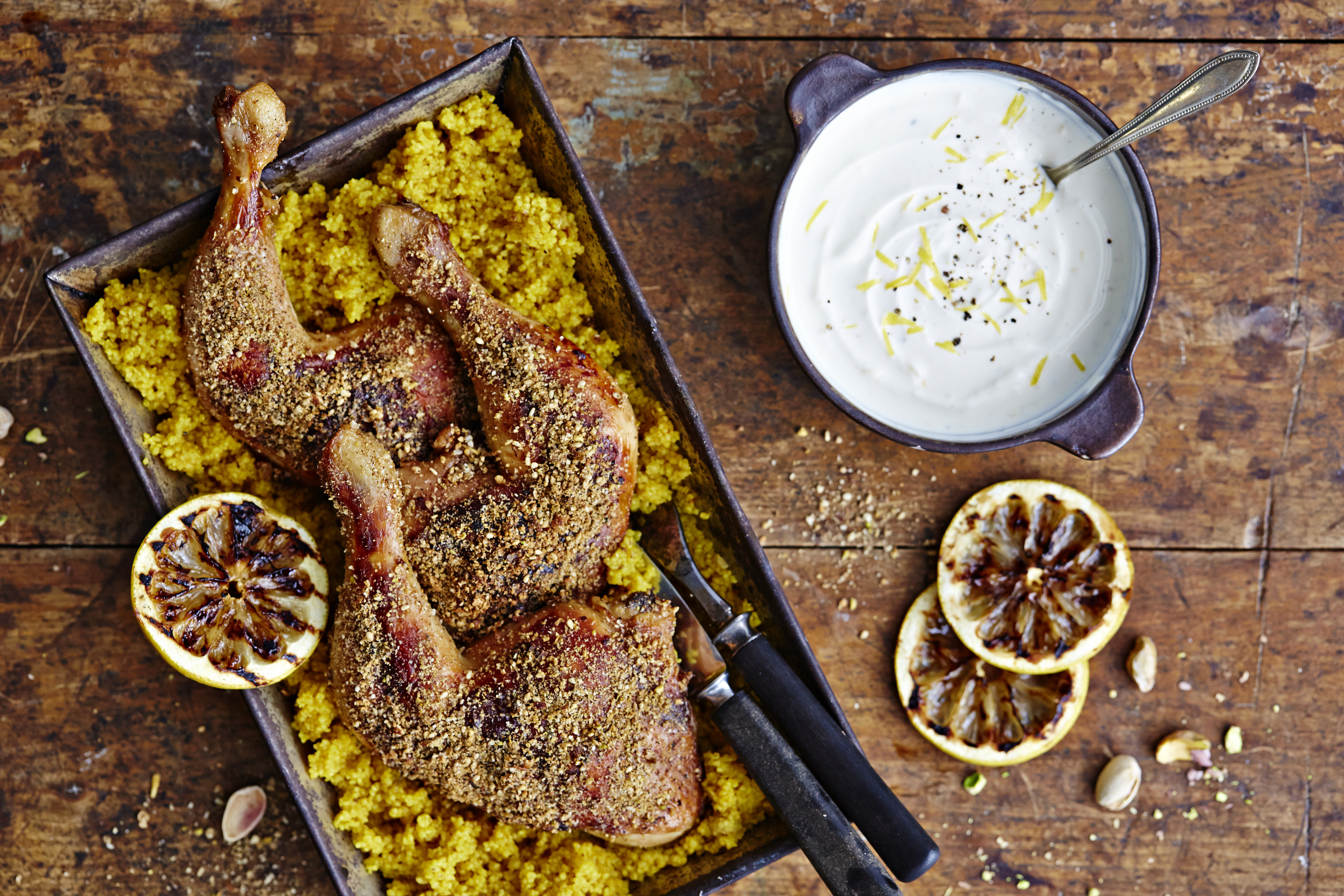 Dukkah-paahdettuja broilerinkoipia