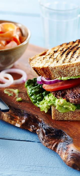 Beef Sandwich with Avocado Cream and Carrot Salad