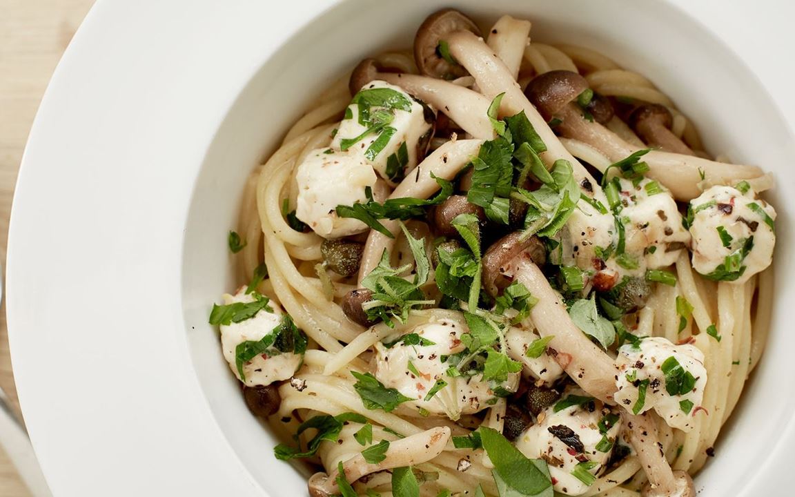 Pasta with Mushrooms, Nuts and Fetta Cubes | Castello