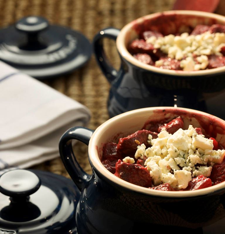 Beef and Beetroot Casserole with Blue Cheese