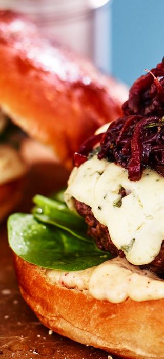 Brisket burgers with Blue Cheese