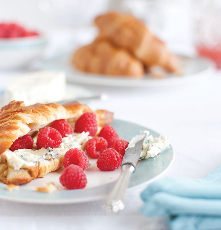 Croissants with Raspberries and Blue Cheese