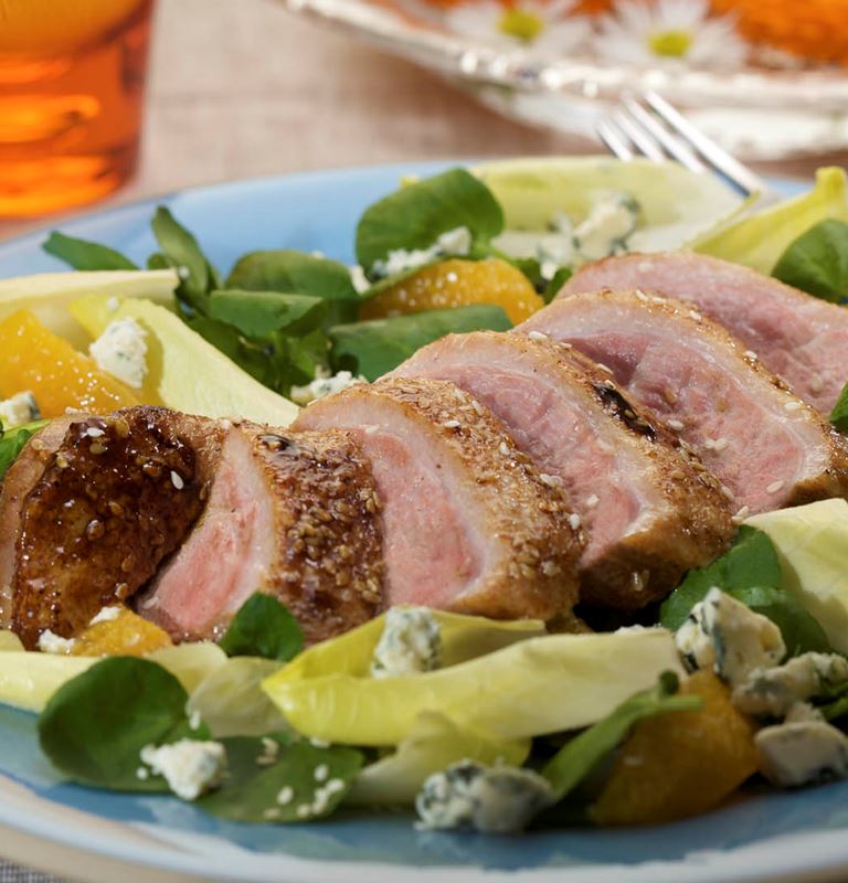 Duck Breasts with Orange and Blue Salad