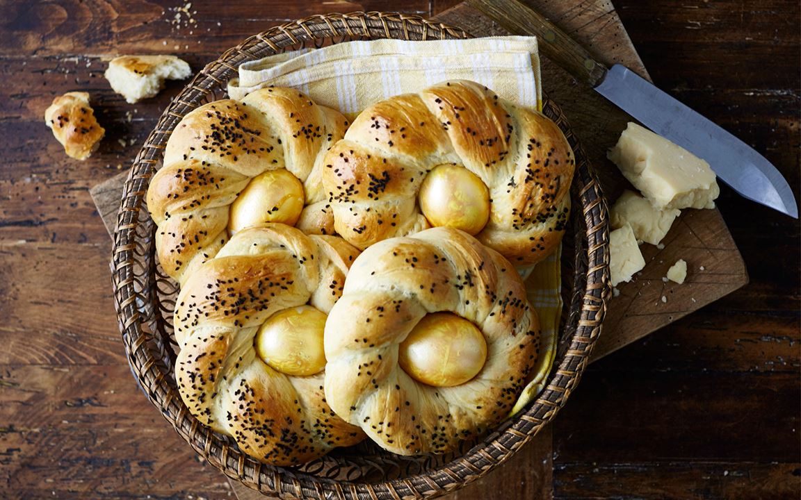 Easter Bread 'Baskets' with Cheddar and Oregano