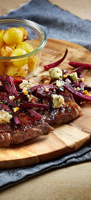 Grilled Beef with Beets and Blue Cheese