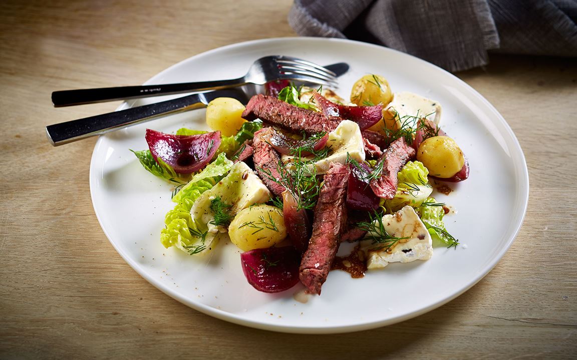 Salad of Grilled Beef with Double Crème White with Truffle