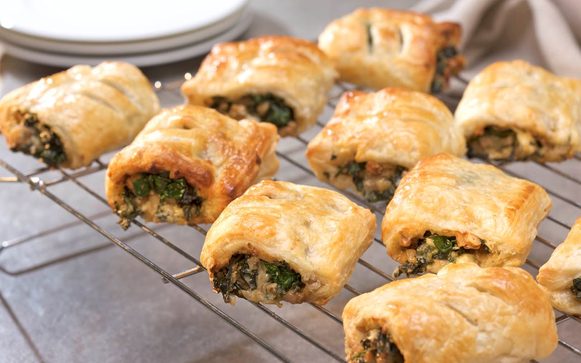 Spinach, Walnut and Blue Cheese Rolls