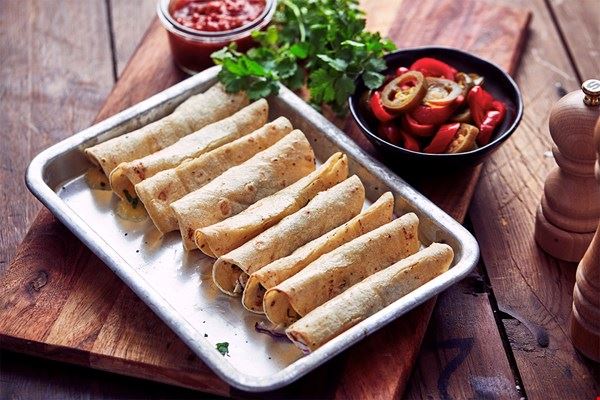 Taquitos with cheddar & salsa