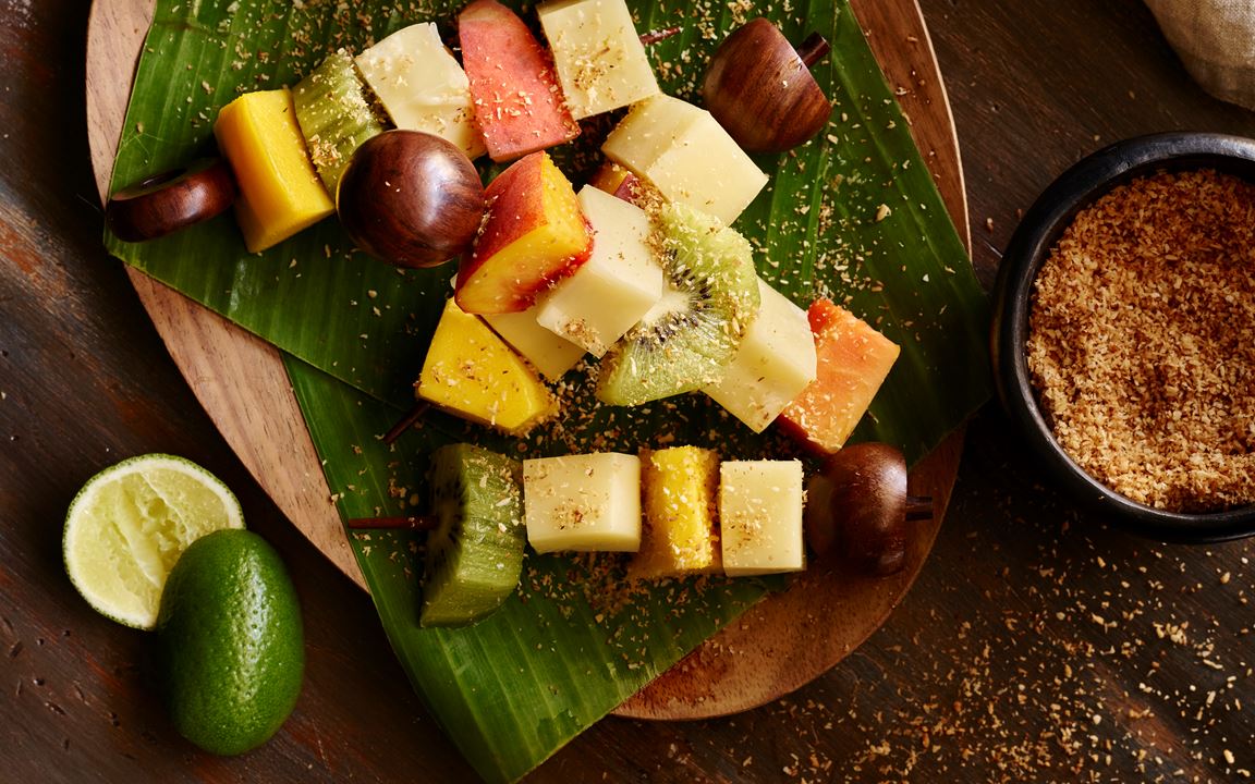 Tropical Fruit and Cheese Skewers