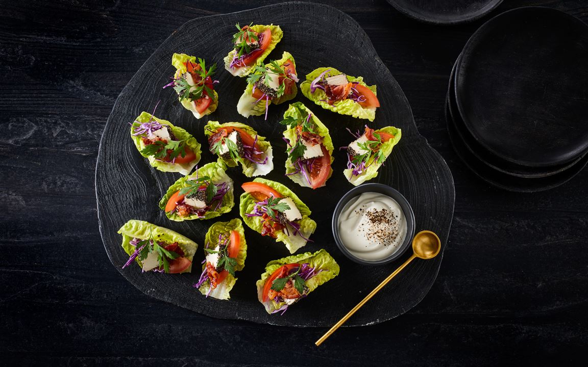 Bite Size Lettuce Canapes with Cream Cheese