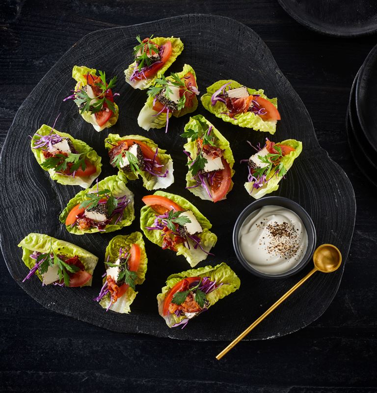Bite Size Lettuce Canapes with Cream Cheese