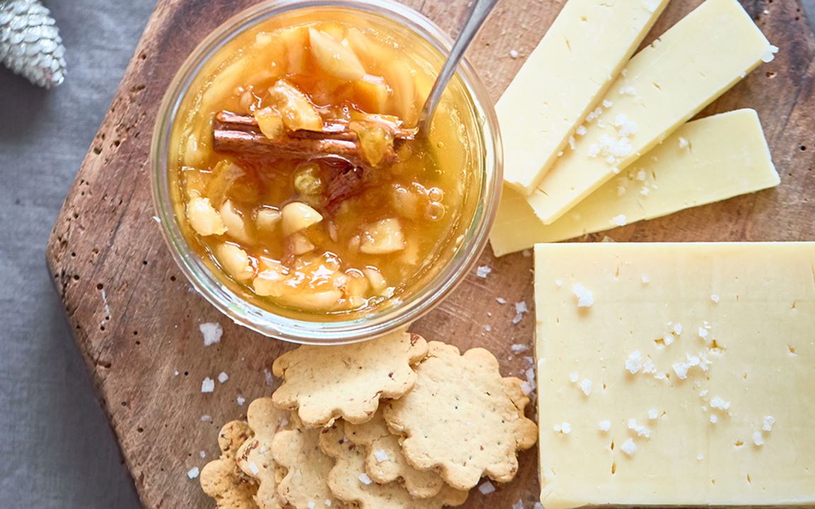 Cheddar and orange marmalade with sherry and almonds