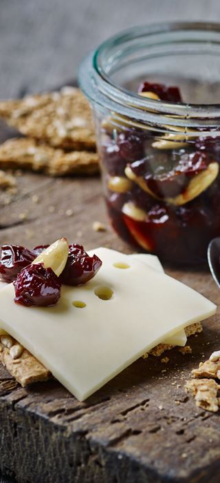 Cherry compote with almonds