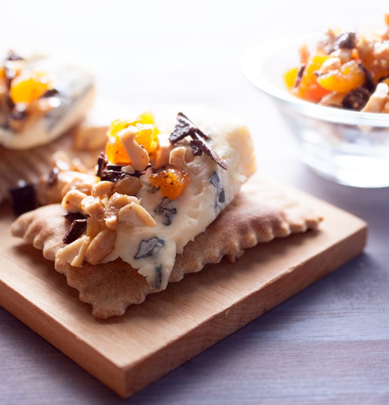 Chocolate, apricot and nut compote for cheese
