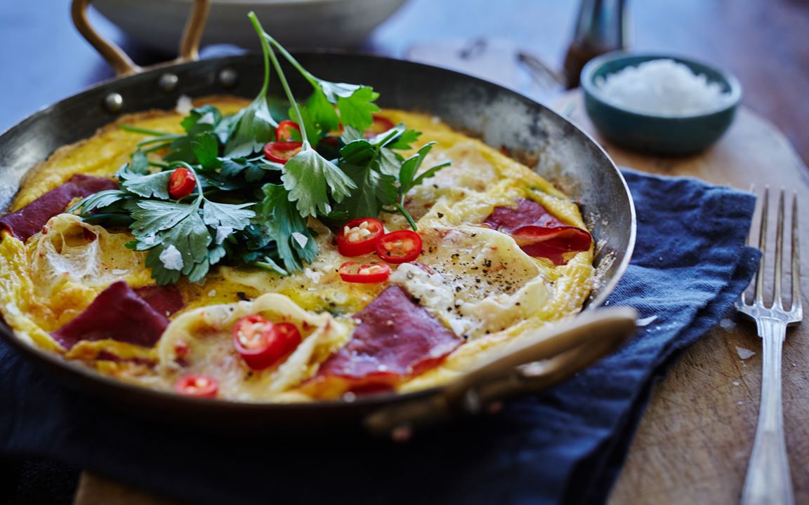 Frittata with White with Chili & bresaola