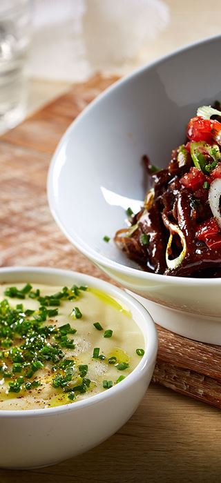 Braised short ribs with Cheddar mashed potatoes